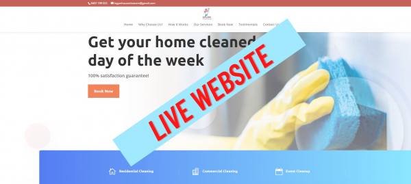 LIVE WEBSITE ready made website for house cleaning for cleaning companies