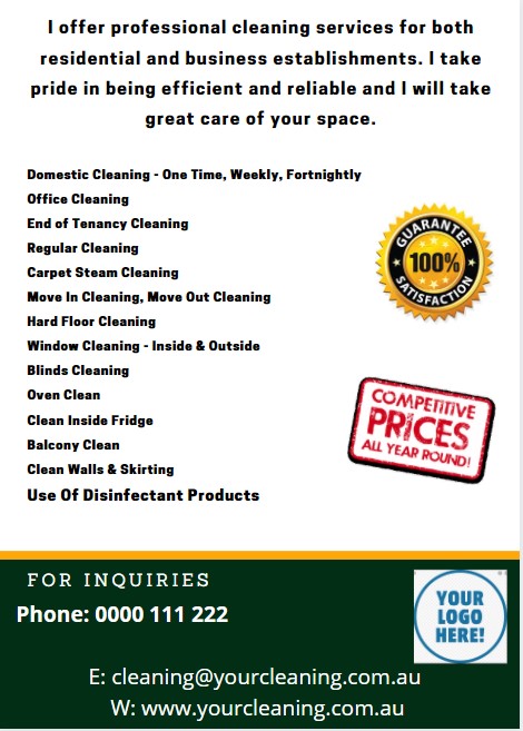 flyer HATE cleaning Business flyers with promo offers for house cleaning companies