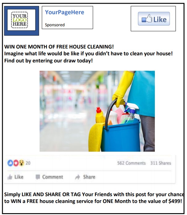 Facebook posts examples competition for house cleaning business back