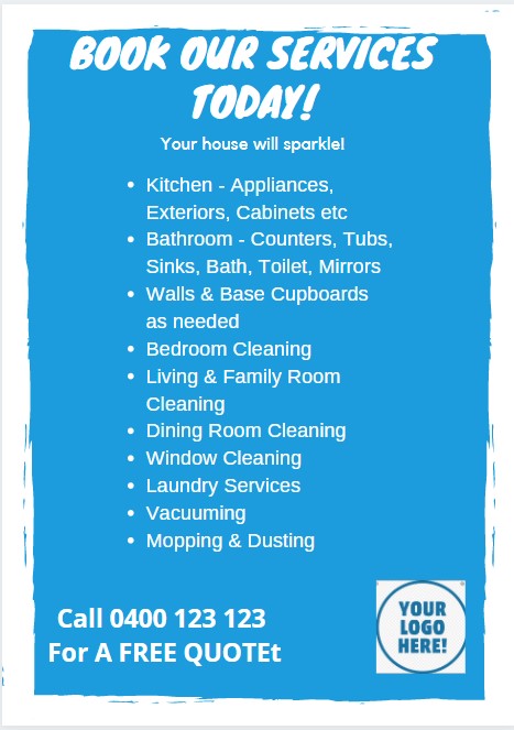 flyer cleaning Business flyers with promo offers for house cleaning companies